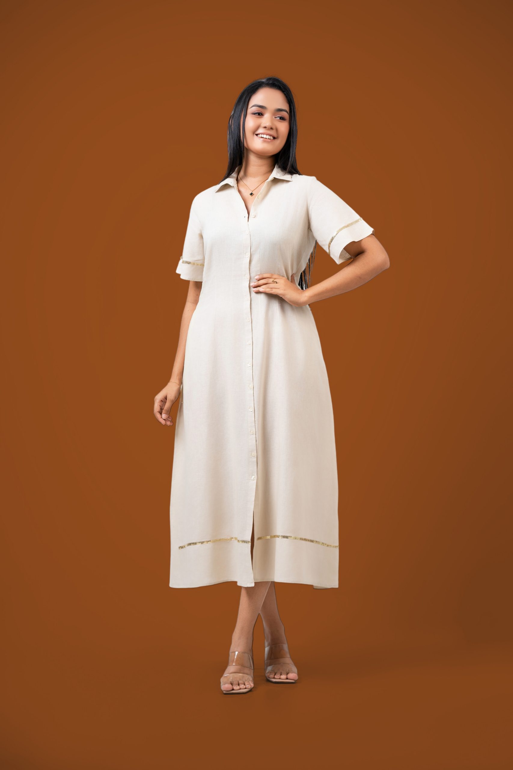 Sequin Detailed Button-Down Midi Dress - Image 2