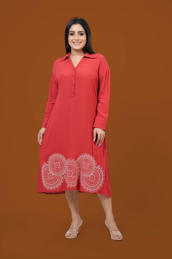 Hem Embroidery Detail Short Dress