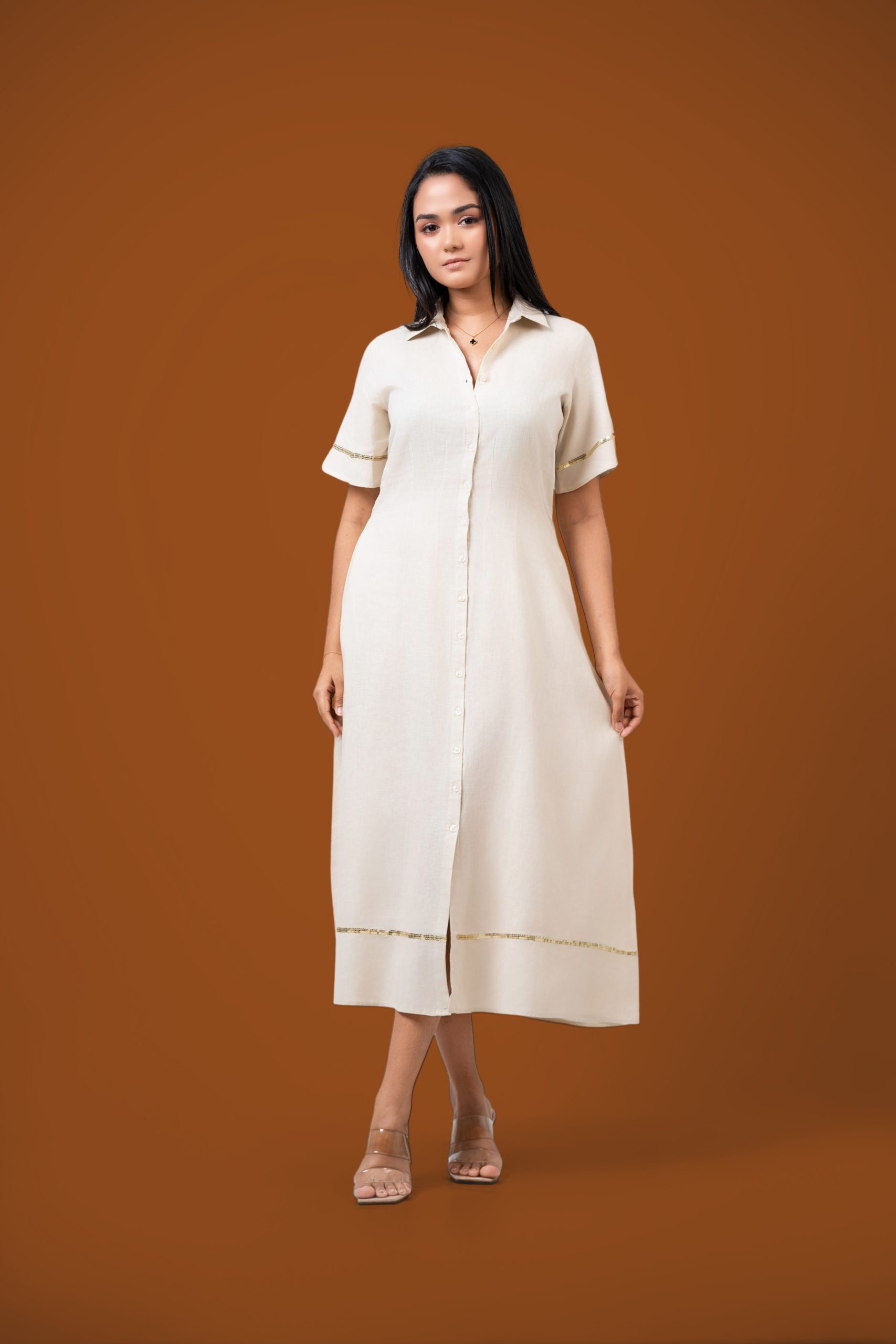 Sequin Detailed Button-Down Midi Dress - Image 3