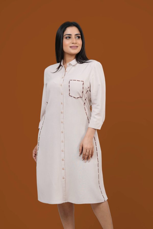 Line Embroidered Detail Shirt Dress - Image 3