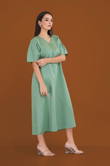 V-Neck Embroidered Maxi Dress