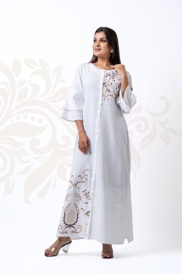 Round Neck Embroidered Maxi Dress