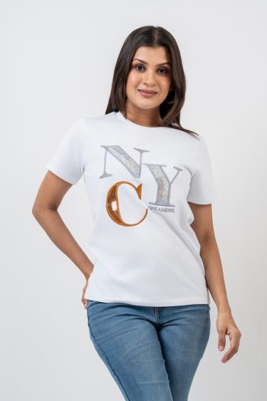 Sequin Letter Design T-shirt