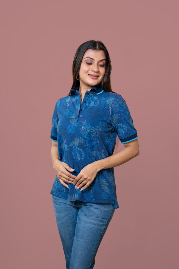 Graphic Text Printed Polo T-Shirt - Image 4