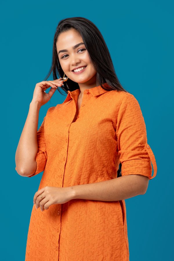 Curved Hem Short Shirt Dress