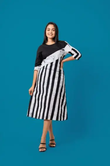 Geometric Patterned Batik Midi Dress