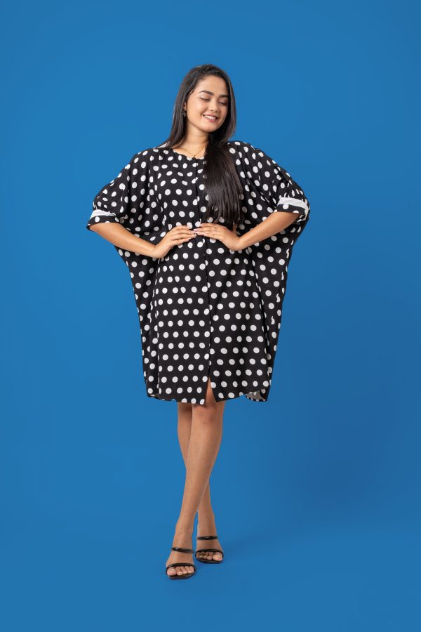 Baggy Lace Detail Sleeved Button-Down Short Dress - Image 5
