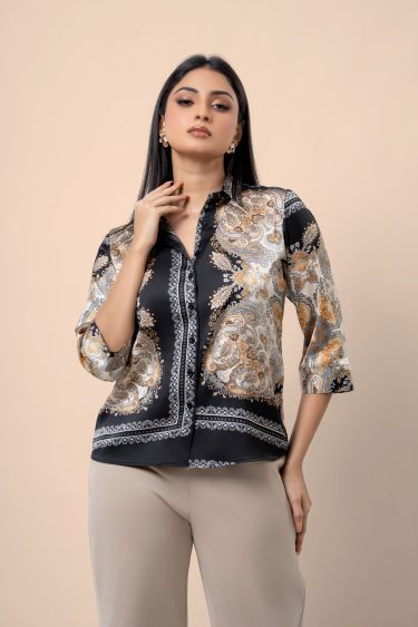 Floral Motif Patterned Short Blouse