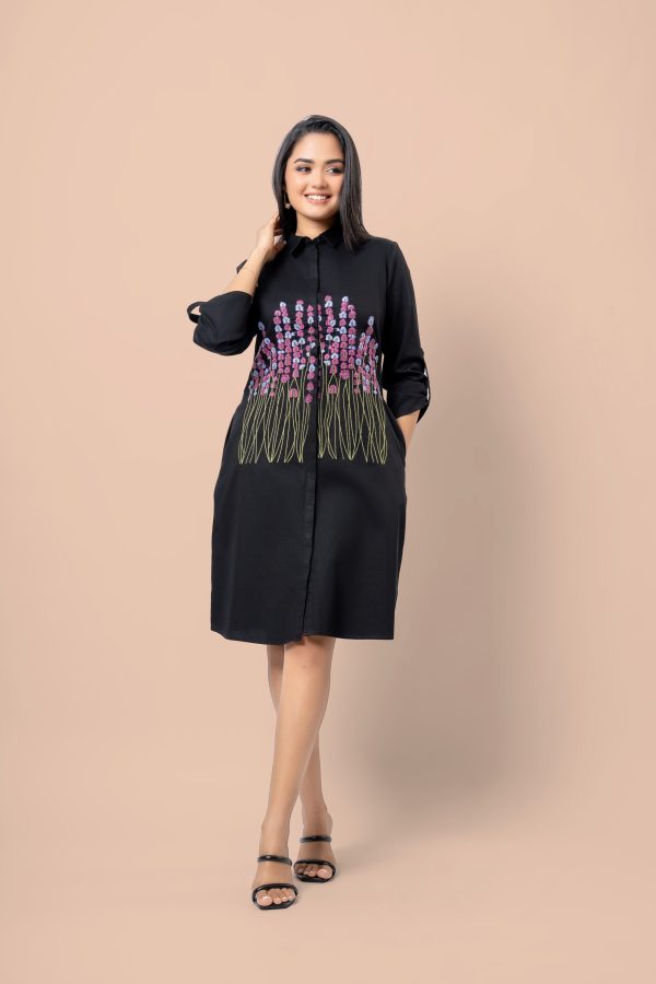 Floral Embroidery Detailed Short Shirt Dress - Image 6