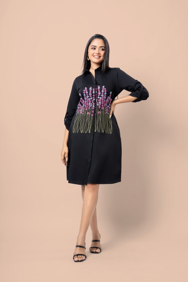 Floral Embroidery Detailed Short Shirt Dress - Image 7