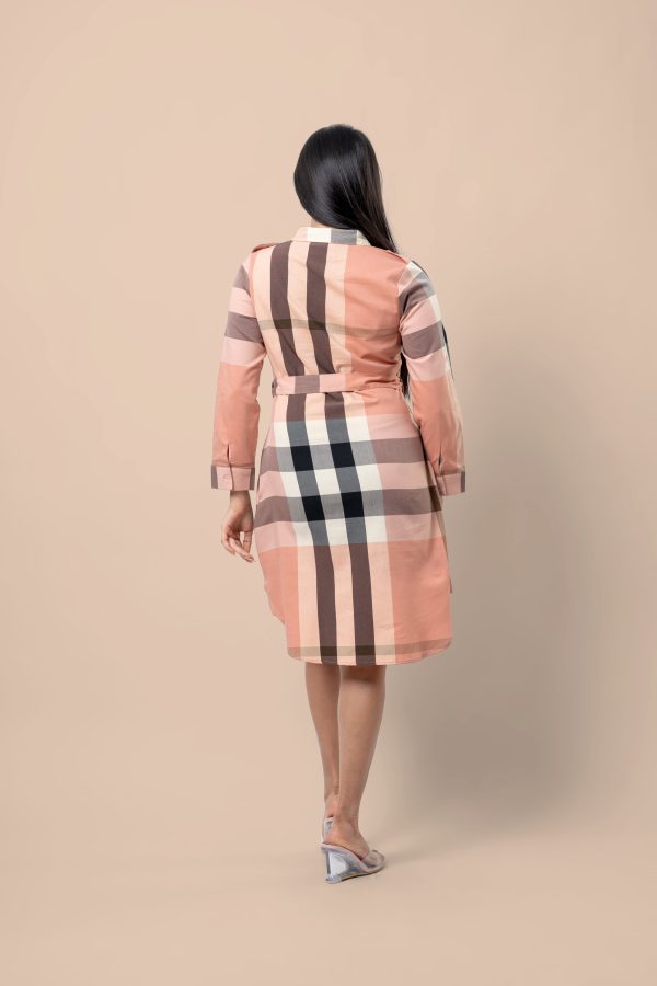 Plaid Patterned Tie-Up Detail Short Shirt Dress - Image 5