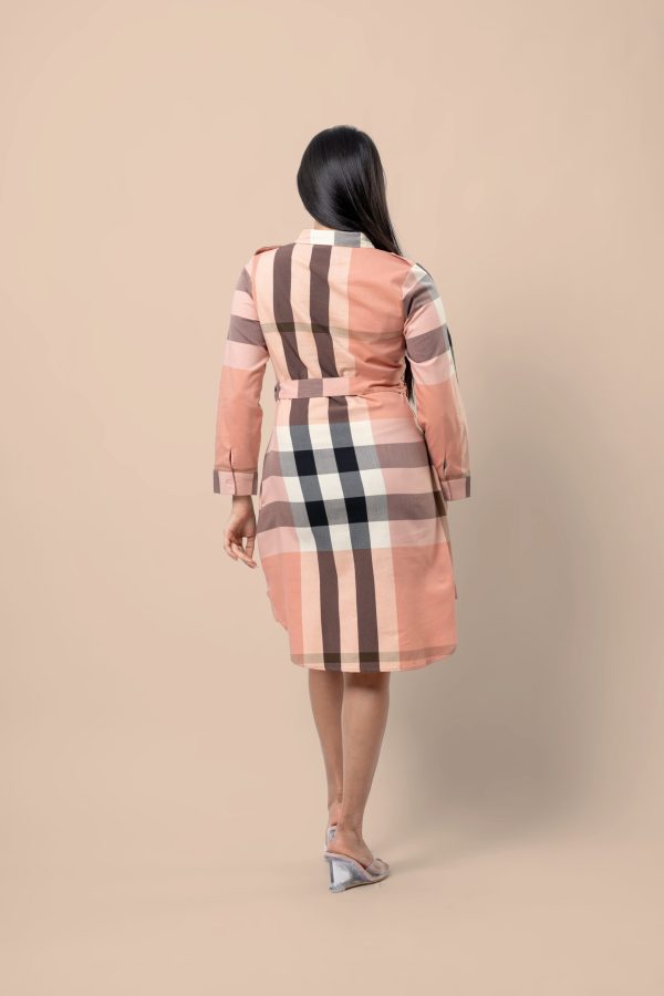 Plaid Patterned Tie-Up Detail Short Shirt Dress - Image 5