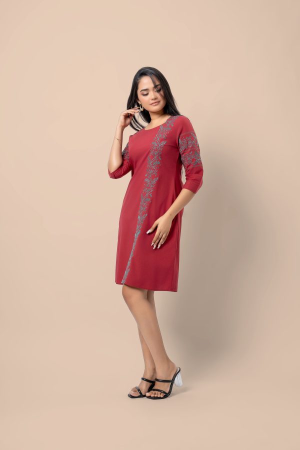 Floral Embroidery Detail Short Dress - Image 4