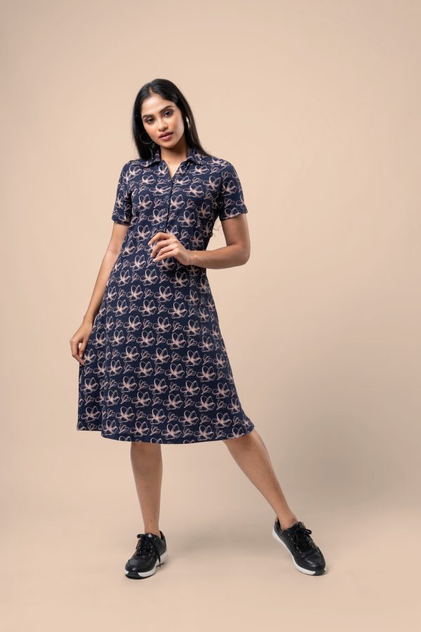 Floral Patterned Short Polo T-Shirt Dress - Image 3