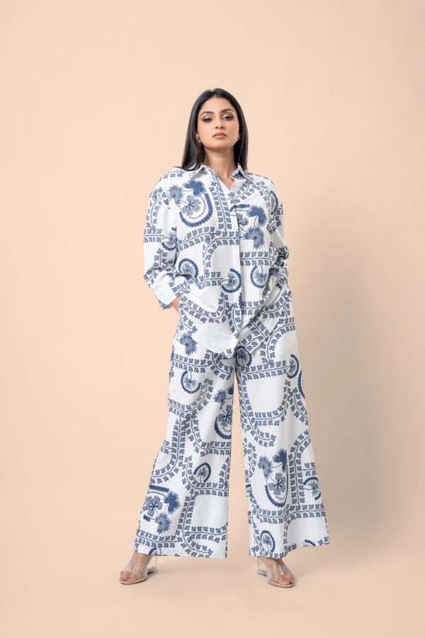 Abstract Botanical Patterned Loose Fitted Shirt and Pants Set - Image 3