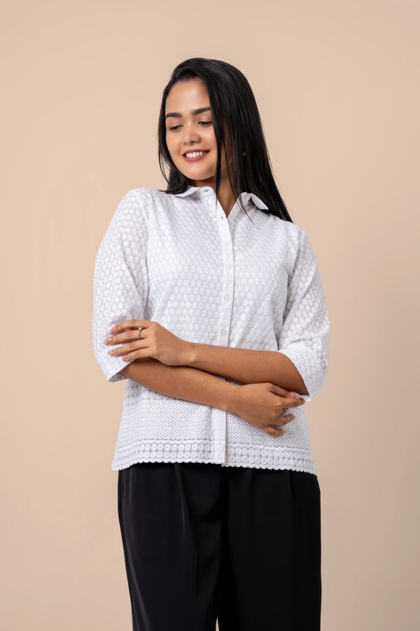 Scallop Hem Shirt Blouse - Image 3
