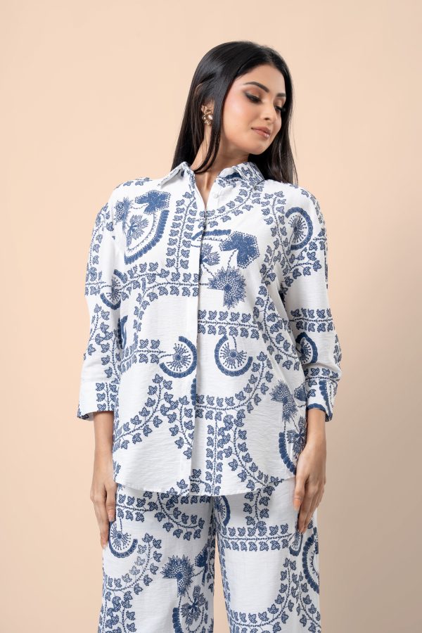 Abstract Botanical Patterned Loose Fitted Shirt and Pants Set - Image 2