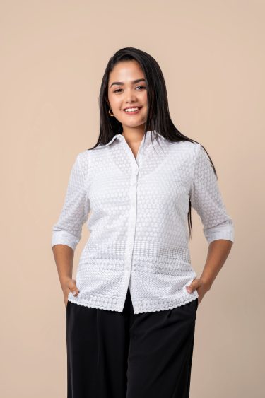 Scallop Hem Shirt Blouse