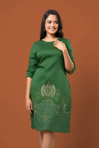 Abstract Embroidery Detail Short Dress