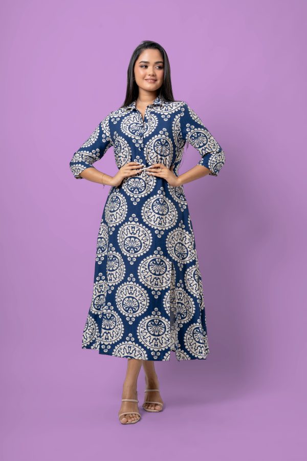 Damask Patterned Front Slit Detail Maxi Dress - Image 5