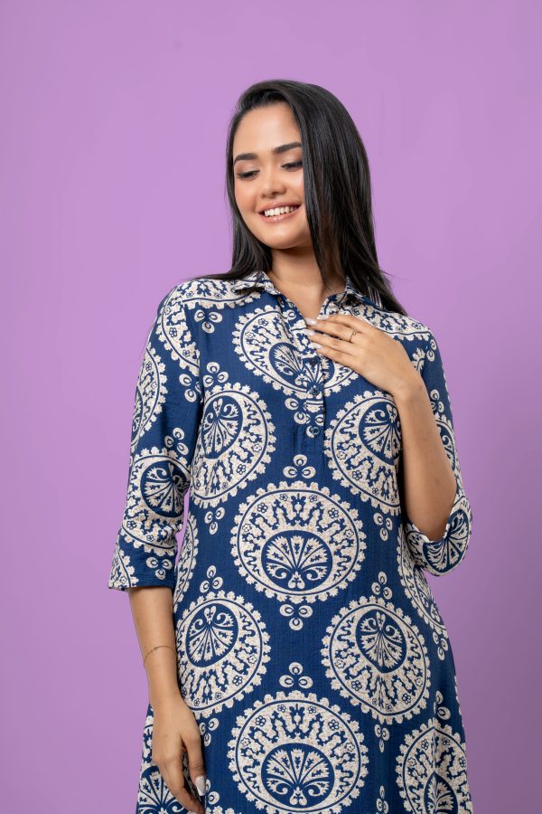 Damask Patterned Front Slit Detail Maxi Dress - Image 2
