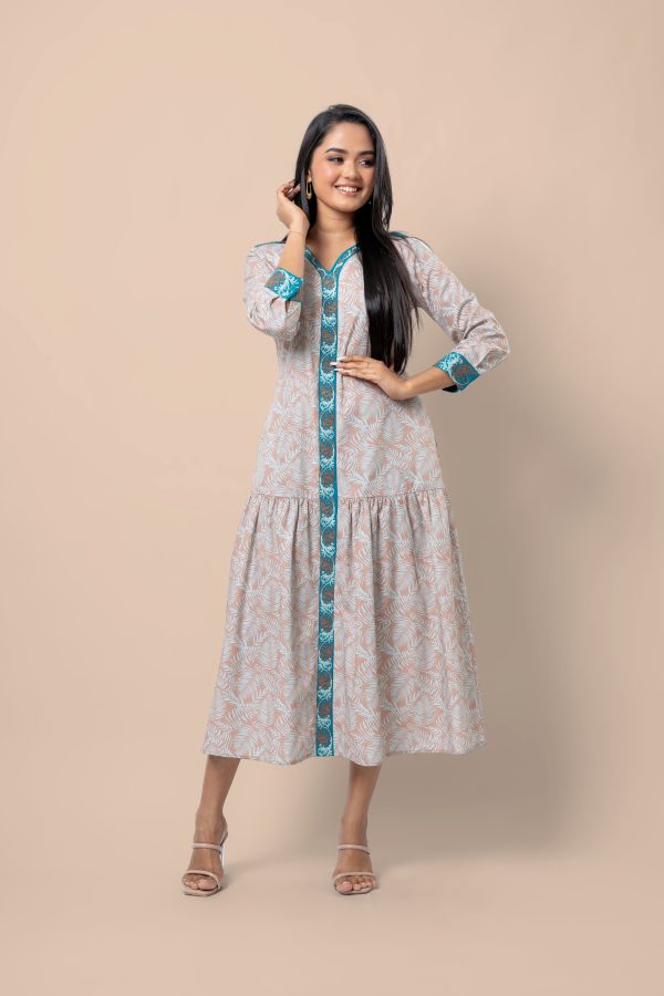 Embroidery Detail Tiered Colourblock Maxi Dress - Image 5