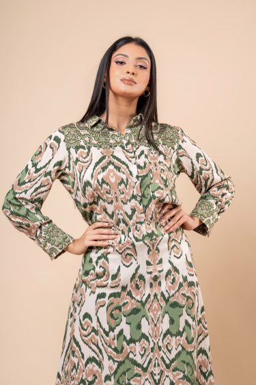 Damask Patterned Top and Maxi Skirt Set