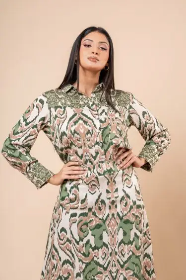 Damask Patterned Top and Maxi Skirt Set