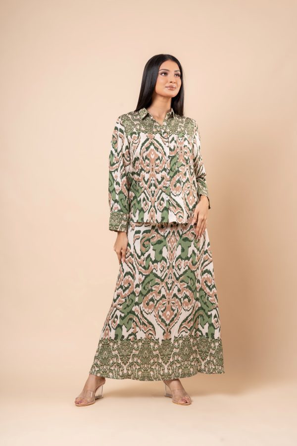 Damask Patterned Top and Maxi Skirt Set - Image 7