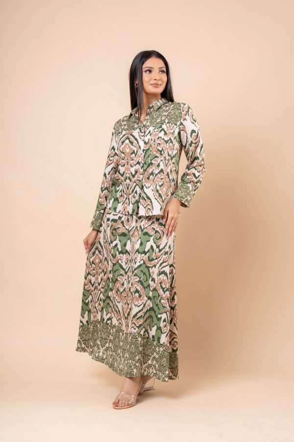 Damask Patterned Top and Maxi Skirt Set - Image 8