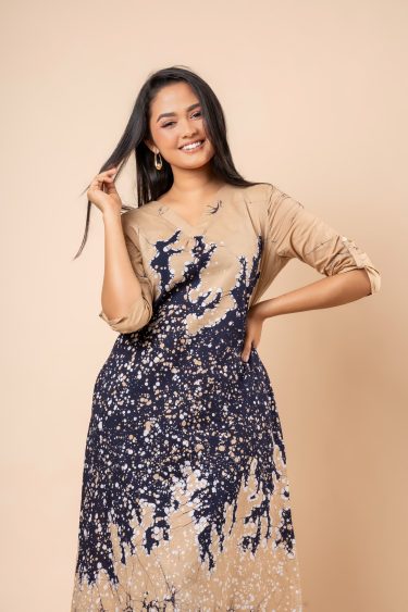 Splatter Patterned Batik Maxi Dress