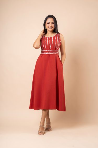 Sleeveless Embroidered Midi Dress