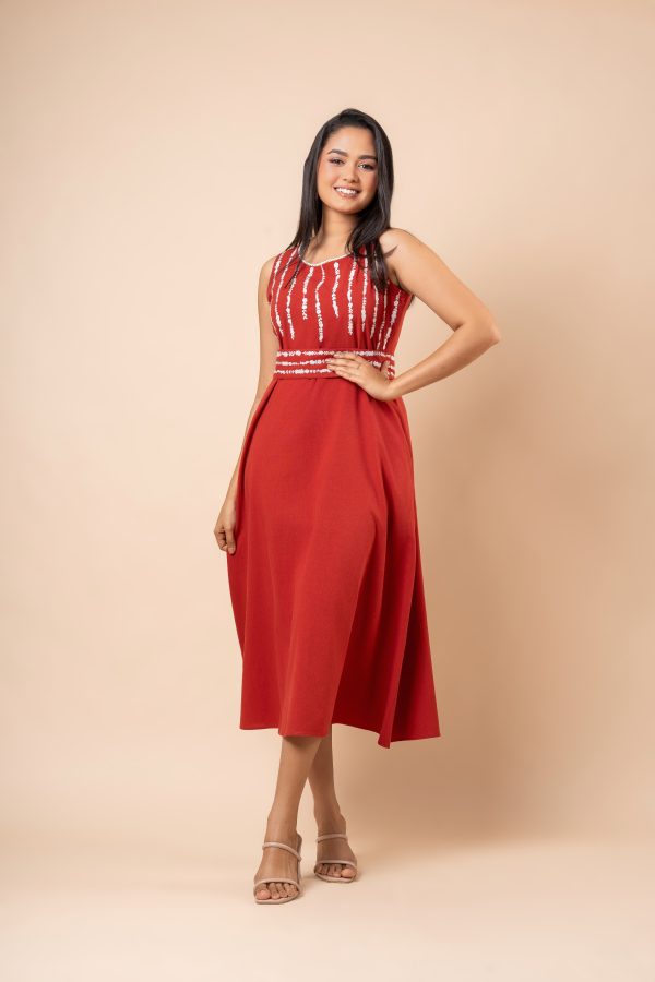 Sleeveless Embroidered Midi Dress - Image 3