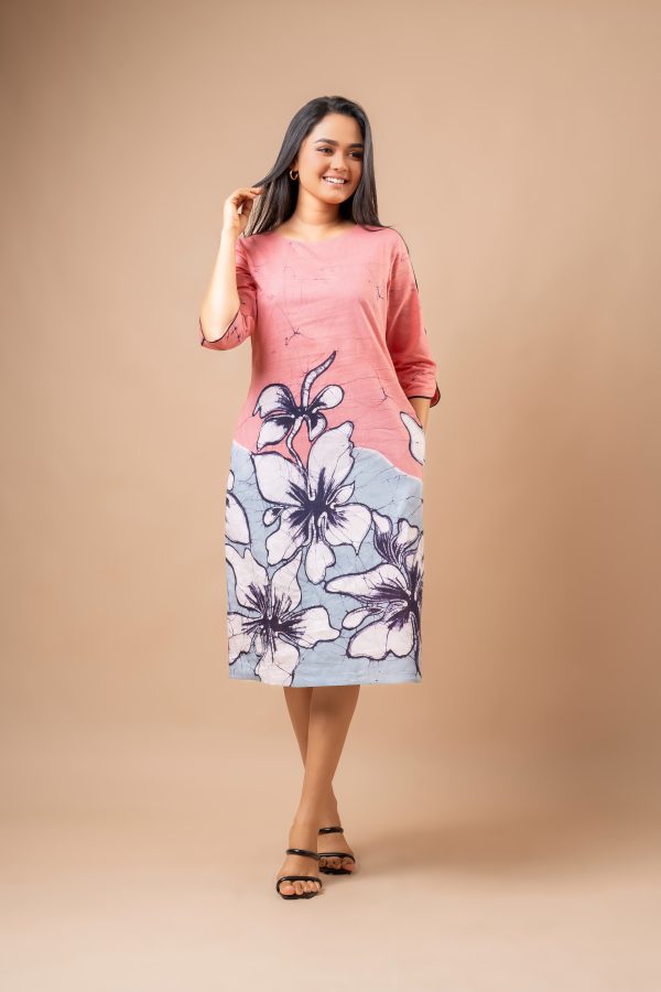 Floral Colourblock Batik Midi Dress - Image 5