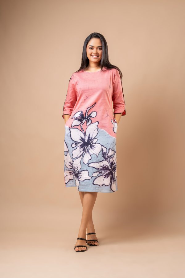 Floral Colourblock Batik Midi Dress - Image 6
