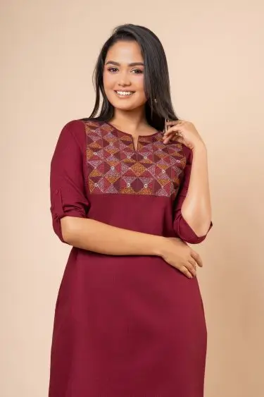 Geometric Embroidery Detail Short Dress