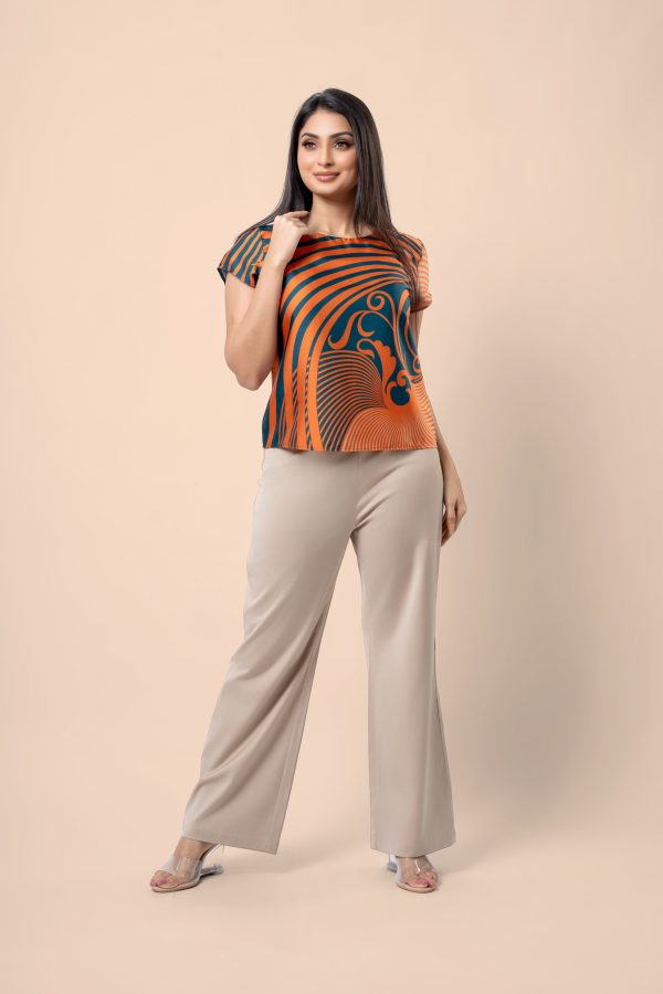 Abstract Patterned Short Sleeve Blouse - Image 3