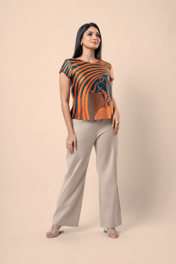 Abstract Patterned Short Sleeve Blouse - Image 4