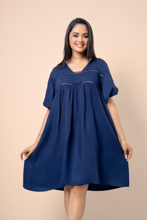 Baggy Sleeve Lace Detailed Oversized Short Dress - Image 3