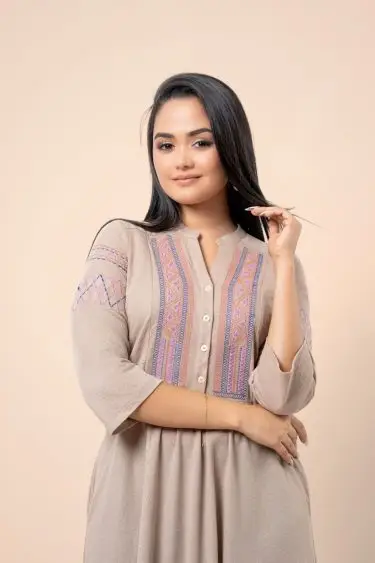 Geometric Embroidery Detail Short Dress
