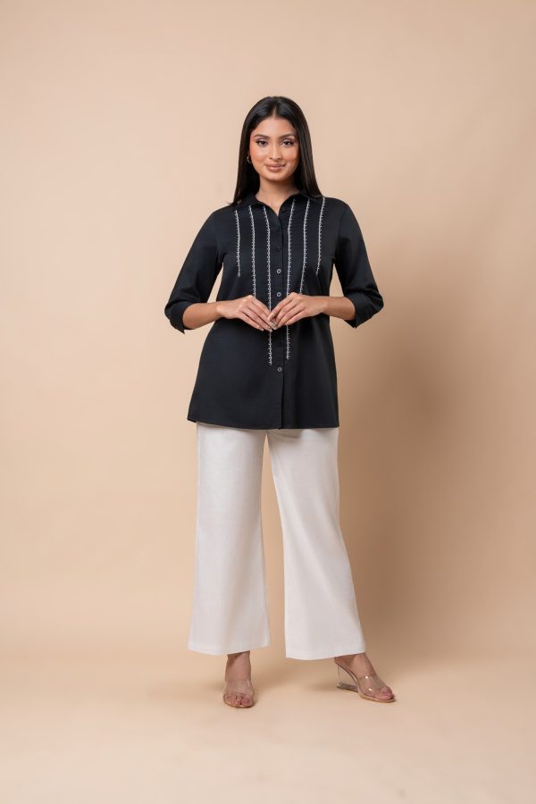 Embroidered Button-Down Shirt Blouse - Image 3