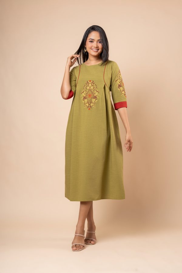 Colourblock Embroidered Maxi Dress - Image 2
