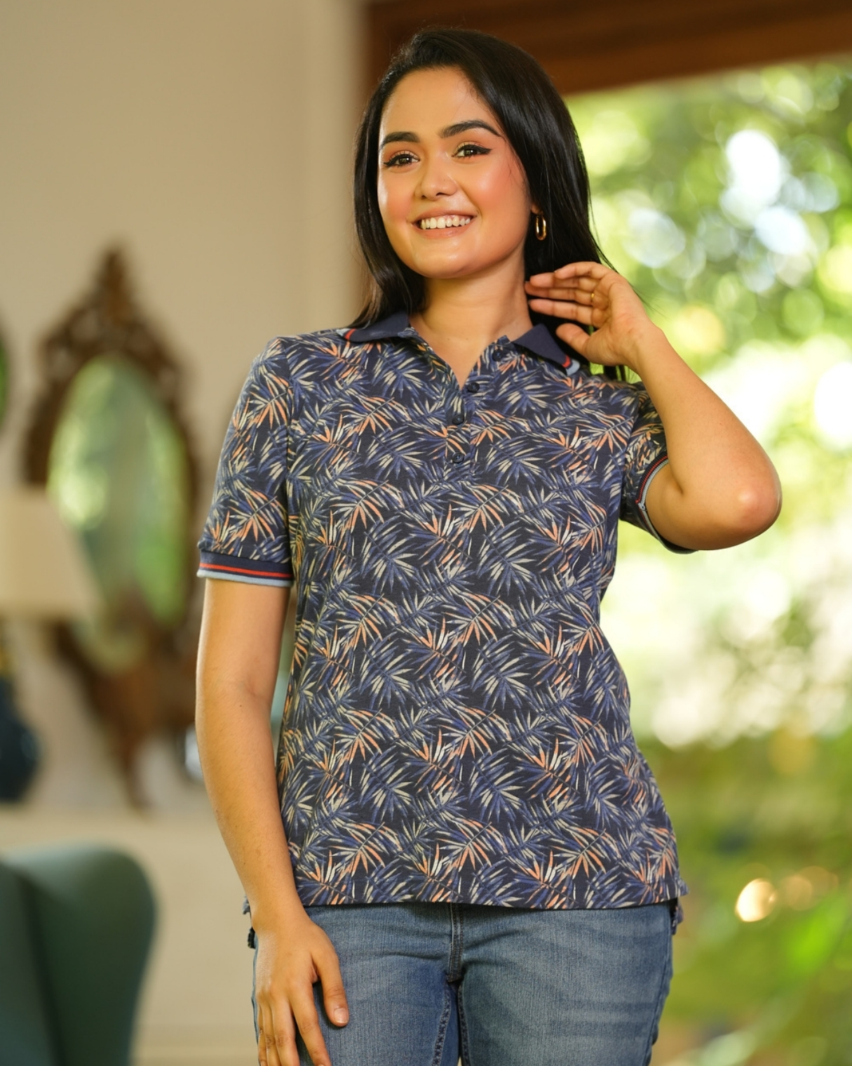 Printed Half Placket Polo T-Shirt - Image 2