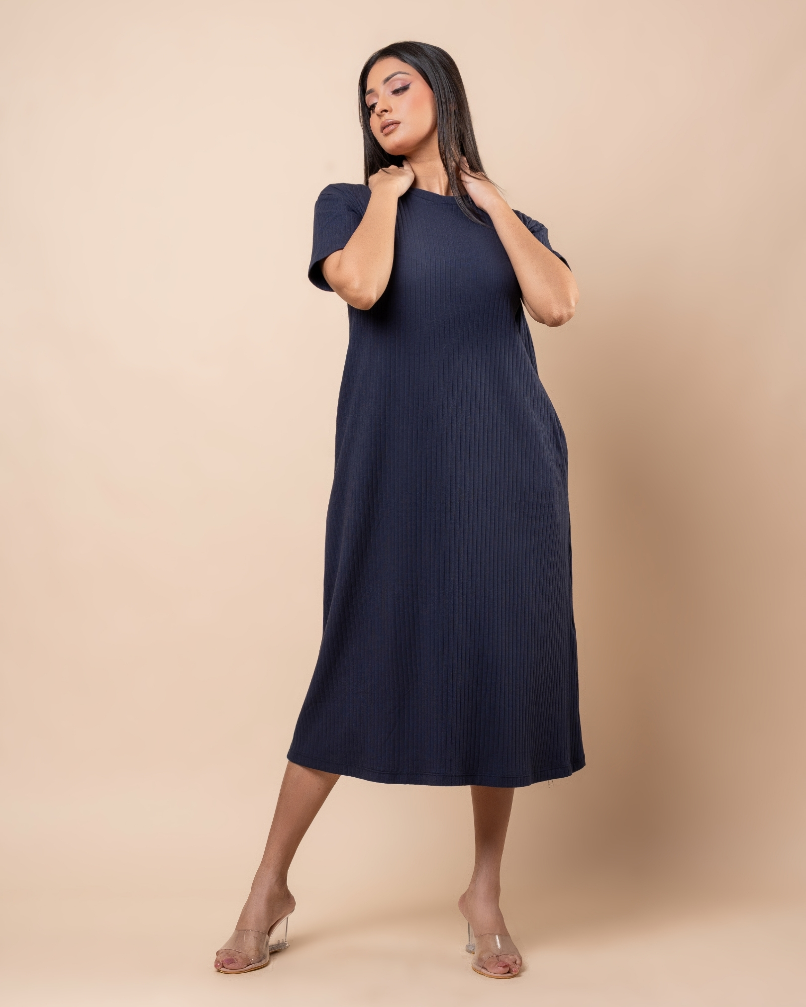 Drop Shoulder Detail Midi T-Shirt Dress - Image 5