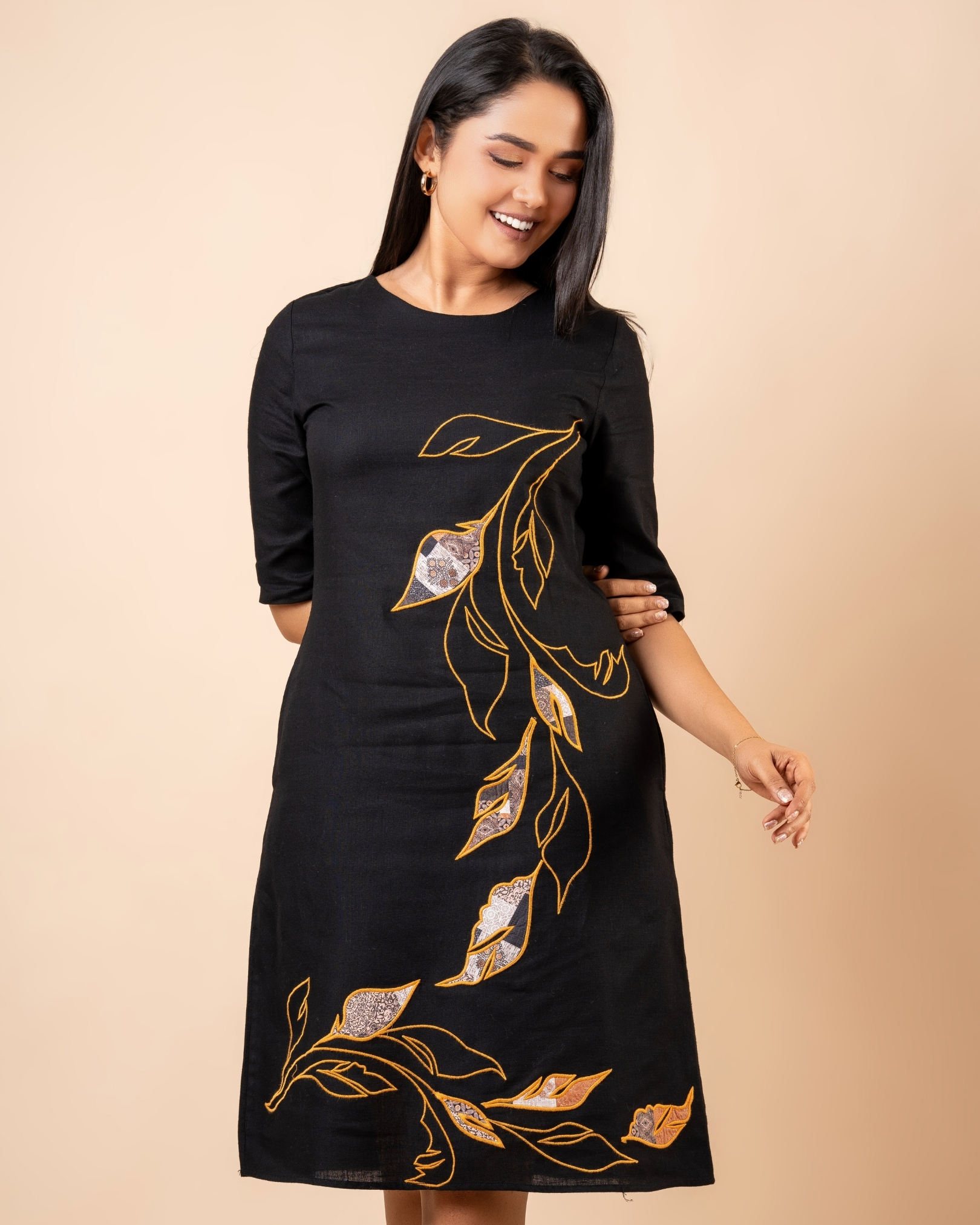 Applique Detailed A-Line Short Dress - Image 2