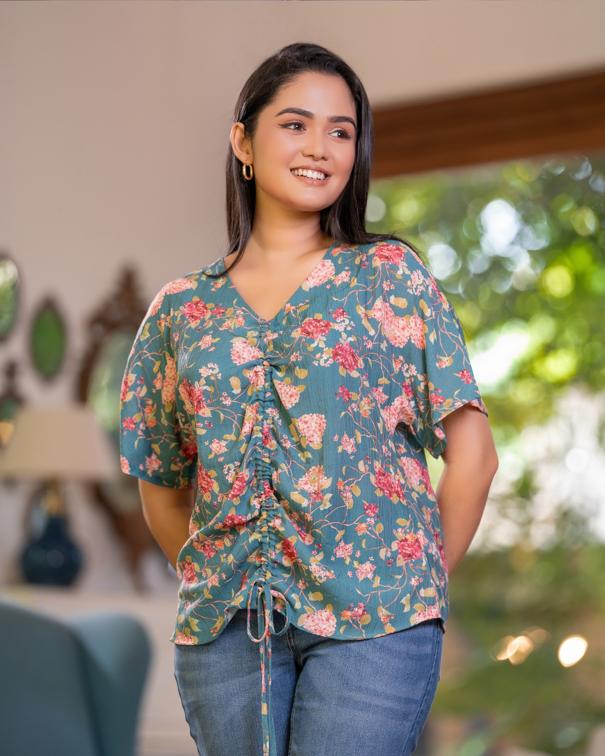 Front Ruching Detail Maggie Sleeve Blouse - Image 3