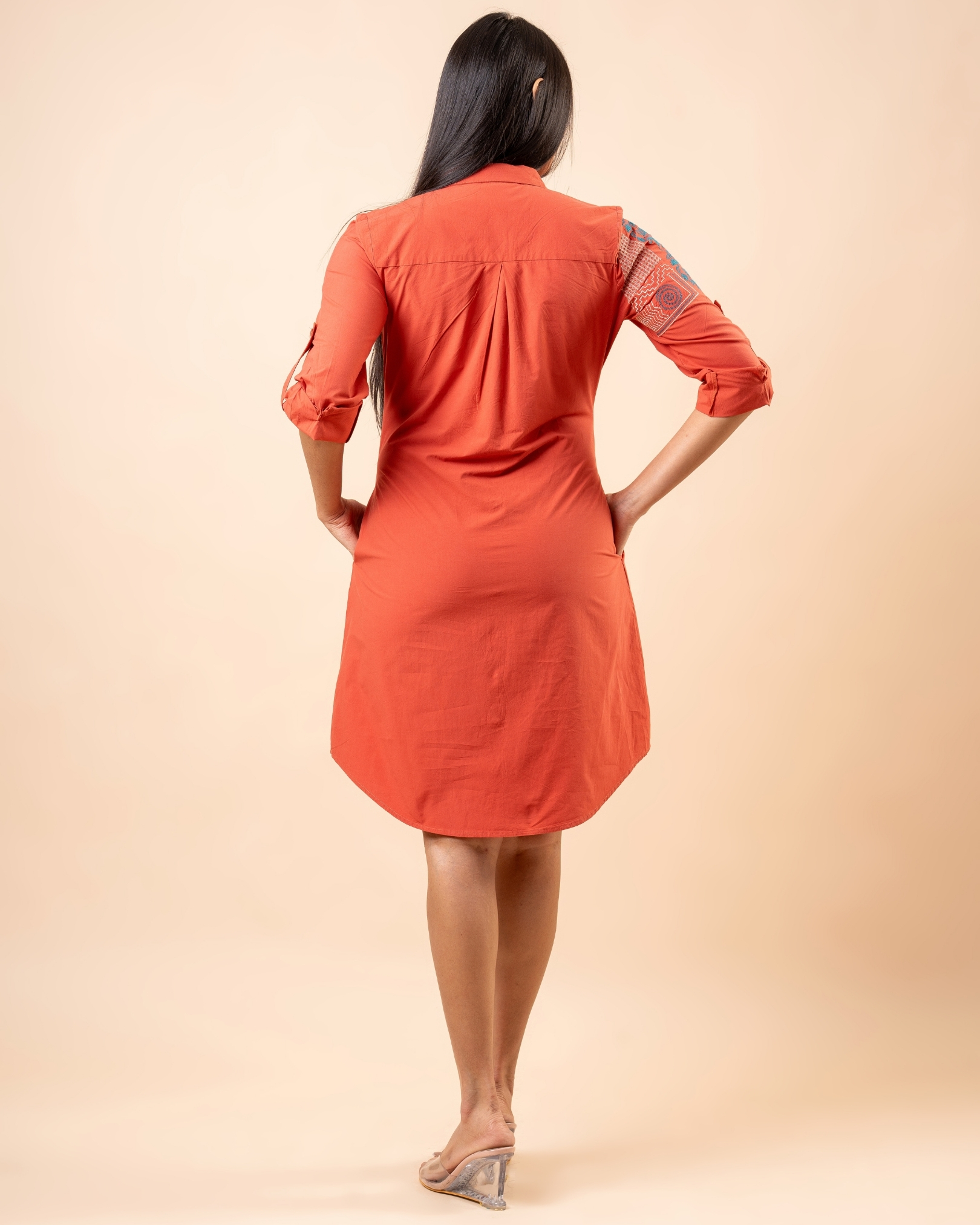 Embroidery Detail Short Shirt Dress - Image 7