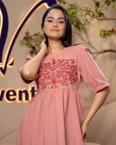 Floral Embroidery Detail Short Dress