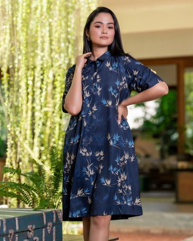 Leaf Patterned Short Dress