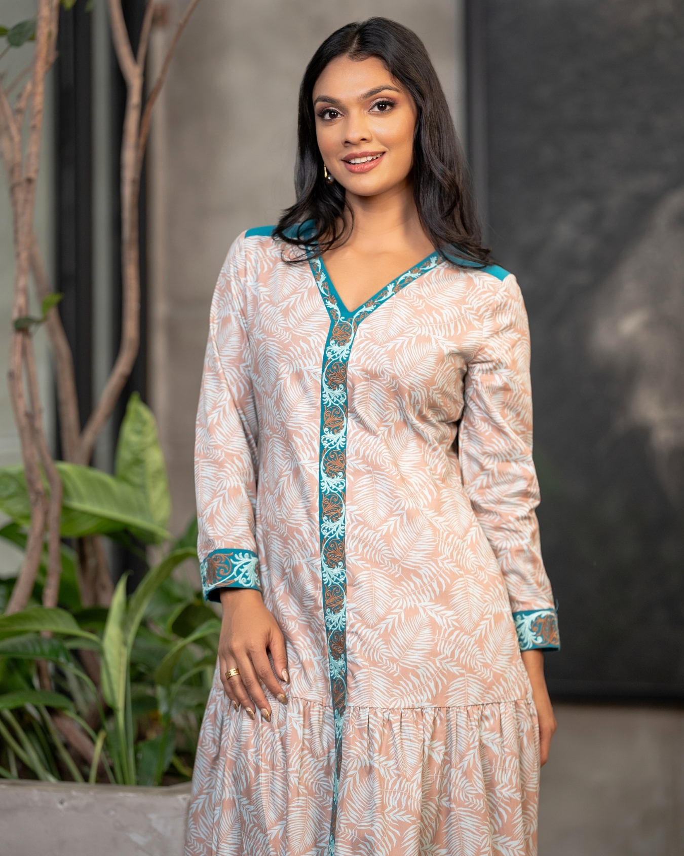 Embroidery Detail Tiered Colour Block Maxi Dress